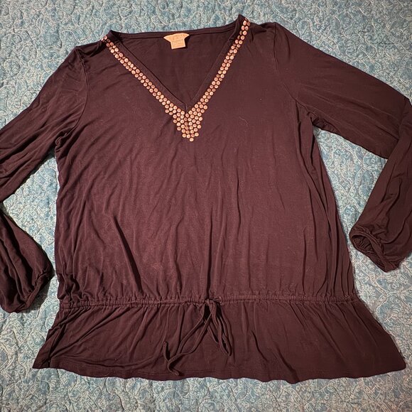 Michael Kors Black V-Neck Blouse Size XL - Picture 1 of 7